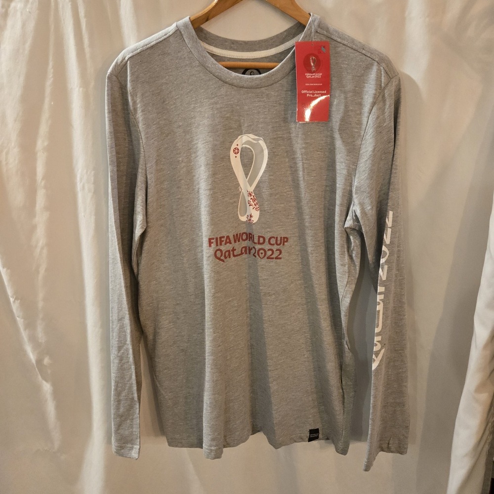 NWT FIFA World Cup 2022 Qatar Grey Long Sleeve T-Shirt Size M‎